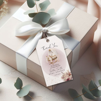 Vintage Gold Cradle Baby Shower Thank You Gift Tag ギフトタグ