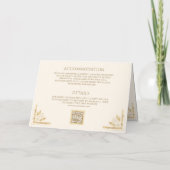 Vintage Gold Crest QR Code Cream Wedding 招待状 (裏面)