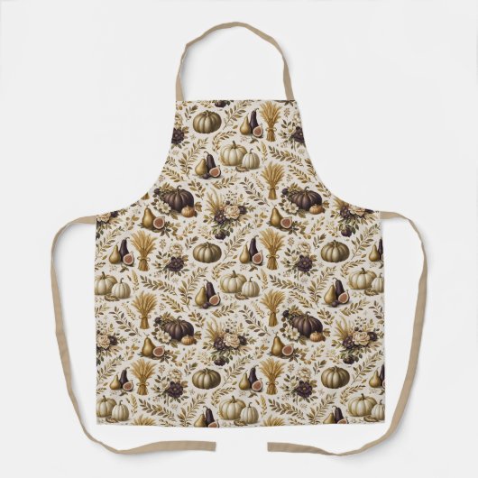 Vintage Gold Figs Elegant Thanksgiving エプロン (正面)