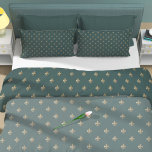 Vintage gold fleur de lis pattern royal green chic 掛け布団カバー<br><div class="desc">Vintage luxury classy duvet cover making an elegant dark green bedroom decor with royal gold fleur de lis pattern.</div>