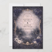 Vintage Gold Floral Wedding 招待状 (正面)