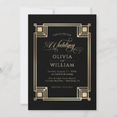 Vintage Gold Frame Art Deco Wedding Invitation 招待状 (正面)