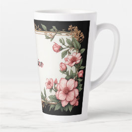 Vintage Gold Frame With Colorful Peony カフェラテマグ