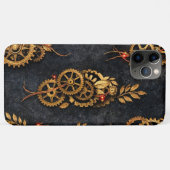 Vintage Gold Gears & Red Neon Mythic Cyberpunk  Case-Mate iPhoneケース (裏面(横))