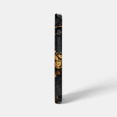 Vintage Gold Gears & Red Neon Mythic Cyberpunk  iPhoneケース (左側面)