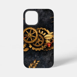 Vintage Gold Gears & Red Neon Mythic Cyberpunk  iPhone 12 Miniケース