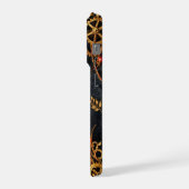 Vintage Gold Gears & Red Neon Mythic Cyberpunk  iPhoneケース (左側面)