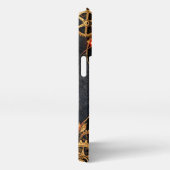 Vintage Gold Gears & Red Neon Mythic Cyberpunk  iPhoneケース (右側面)