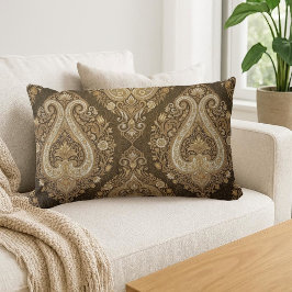 Vintage Gold Luxury Paisley Persian Classic Ornate ランバークッション