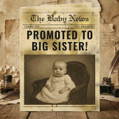 vintage gold Newspaper Pregnancy Announcement カード