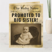 vintage gold Newspaper Pregnancy Announcement カード (正面)