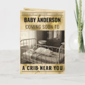 vintage gold Newspaper Pregnancy Announcement 招待状 (裏面)