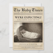 vintage gold Newspaper Pregnancy Announcement 案内状 (正面)