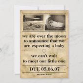 vintage gold Newspaper Pregnancy Announcement 案内状 (裏面)