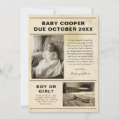 vintage gold Newspaper Pregnancy Announcement 案内状 (裏面)