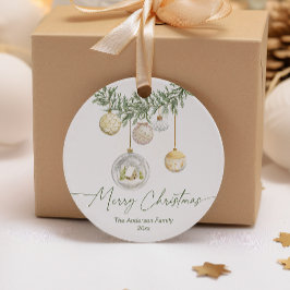 Vintage Gold Ornament Greenery Merry Christmas フェイバータグ