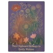 Vintage Gold Poppy & Fern Dark Botanical Office クリップボード (裏面)