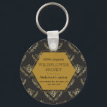 vintage gold queen bee monogram apiary キーホルダー<br><div class="desc">vintage gold queen bee on two different backgrounds cream and black with polygon that holds all information for your apiary. Choose between different items from this collection to complete your branding.</div>