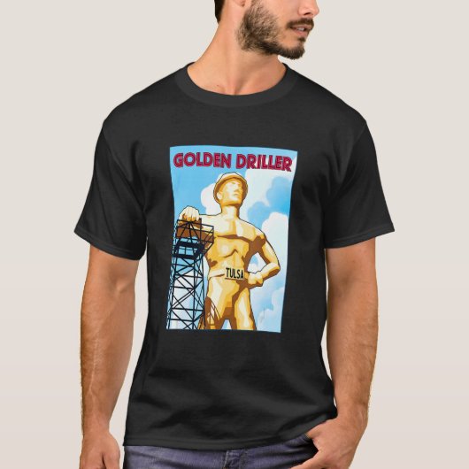 Vintage Golden Driller Tulsa Oklahoma Statue Tシャツ (正面)