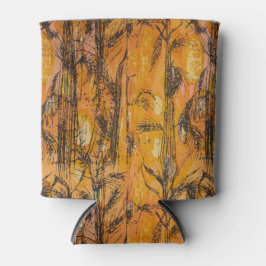 Vintage Golden Harvest Textile Pattern 缶クーラー