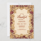 Vintage Golden Leaf Thanksgiving Celebration 招待状 (正面)