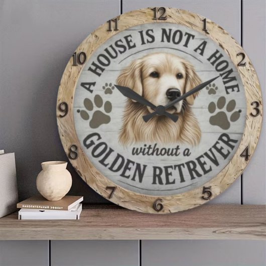 Vintage Golden Retriever ラージ壁時計