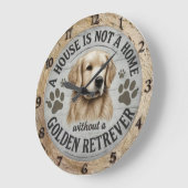 Vintage Golden Retriever ラージ壁時計 (傾斜)