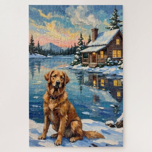 Vintage Golden Retriever by Lakeside Christmas ジグソーパズル (縦)