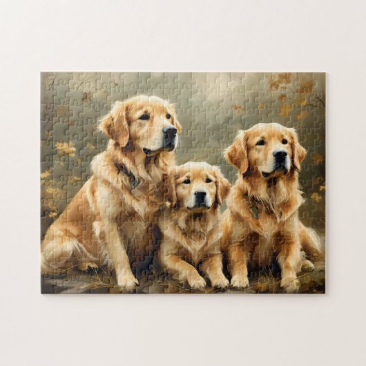 Vintage Golden Retriever Dogs Print ジグソーパズル (横)