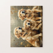 Vintage Golden Retriever Dogs Print ジグソーパズル (縦)