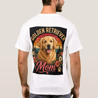 Vintage Golden Retriever Mom Floral Sunset Dog Lov Tシャツ