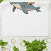 Vintage Golden Retriever Riding Beluga Whale Funny キッチンタオル (折り畳み)