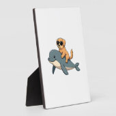 Vintage Golden Retriever Riding Beluga Whale Funny フォトプラーク (側面)