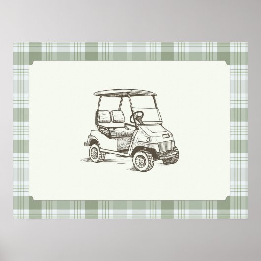 Vintage Golf Cart Wall Art ポスター (正面)