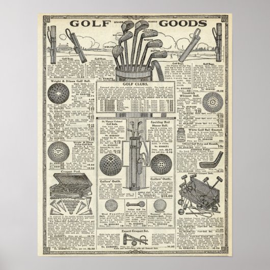 Vintage Golf Catalog Page ポスター (正面)