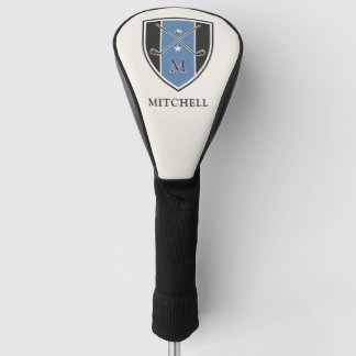 Vintage Golf Crest Crossed Clubs Custom Name Blue ゴルフヘッドカバー
