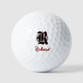 Vintage Golf Dad Monogram Old English Initials ゴルフボール (正面)