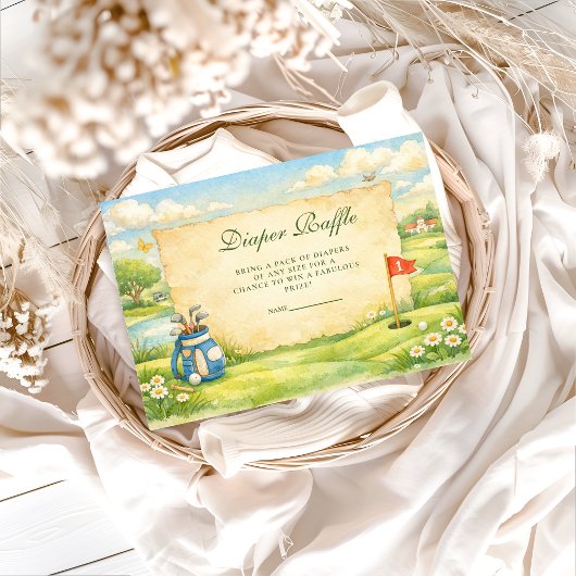 Vintage Golf Storybook Diapper Raffle エンクロージャーカード