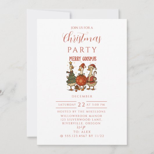 Vintage Goose Christmas 招待状 (正面)