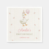 Vintage Goose First Birthday Napkins スタンダードカクテルナプキン (正面)