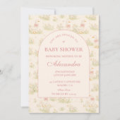 Vintage Goose Floral Baby Shower 招待状 (正面)