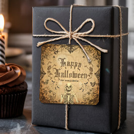 Vintage Goth Halloween Spooky Custom Party スクエアシール