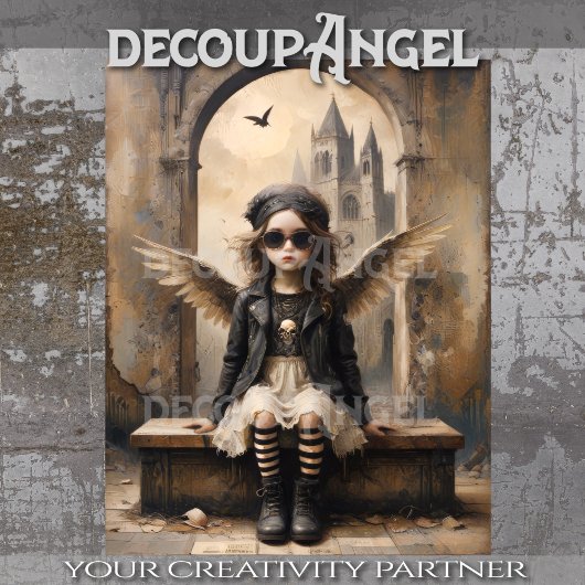 Vintage Gothic Angel Decoupage 薄葉紙