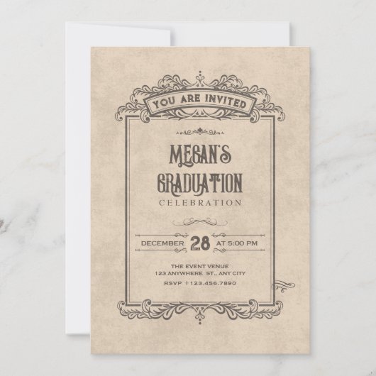 Vintage gothic arch graduation 招待状 (正面)