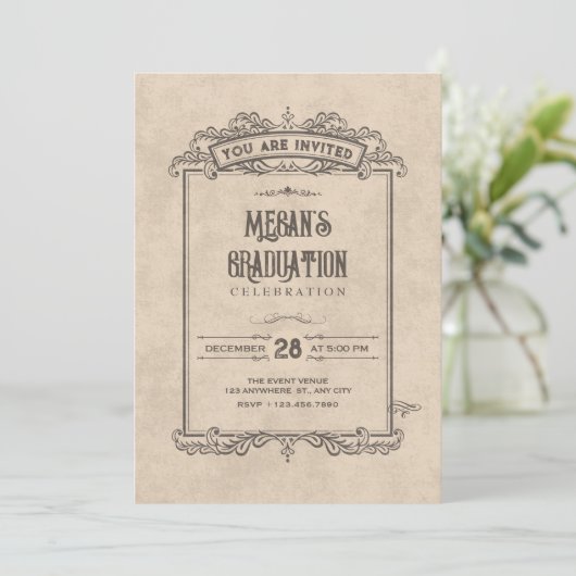 Vintage gothic arch graduation 招待状 (スタンド正面)
