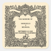 Vintage Gothic Arch Heraldic Crest Wedding  スクエアシール (正面)