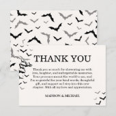 Vintage Gothic Black Bat Wedding サンキューカード (正面/裏面)