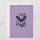 Vintage Gothic Black Toile Bat Purple Wedding 招待状 (裏面)