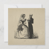Vintage Gothic Black Toile Bat Tan Wedding セーブザデート (裏面)