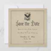 Vintage Gothic Black Toile Bat Tan Wedding セーブザデート (正面)